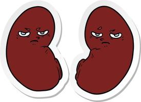 sticker of a cartoon irritated kidneys vector