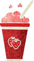 quirky retro illustration style cartoon strawberry milkshake vector