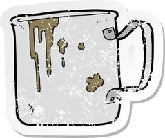 retro distressed sticker of a cartoon old tin cup vector