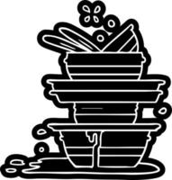 cartoon icon drawing of a stack of dirty plates vector