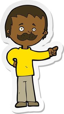 sticker of a cartoon man with mustache pointing