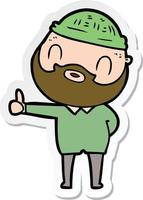 sticker of a cartoon bearded man vector