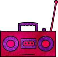 textured cartoon doodle of a retro cassette player vector