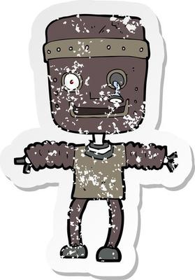 retro distressed sticker of a cartoon robot