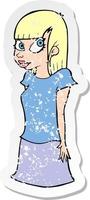 retro distressed sticker of a cartoon girl vector