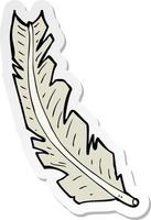 sticker of a cartoon feather vector