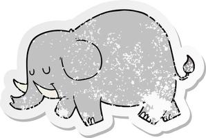 distressed sticker of a cartoon elephant vector