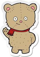 sticker of a cartoon bear waving vector