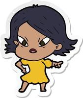 sticker of a cartoon stressed woman vector