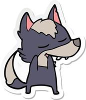 sticker of a cartoon wolf laughing vector