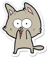 sticker of a funny cartoon cat vector