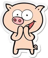 sticker of a cheerful pig cartoon vector