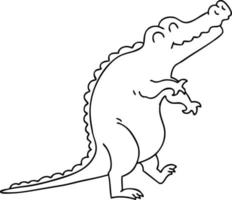 quirky line drawing cartoon crocodile vector