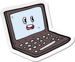 sticker of a cartoon laptop computer vector