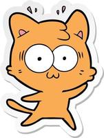 sticker of a cartoon surprised cat vector