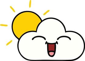 cute cartoon sunshine and cloud vector