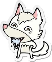 sticker of a cartoon hungry wolf vector