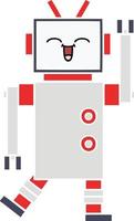 flat color retro cartoon robot vector