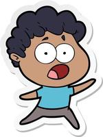 sticker of a cartoon man gasping in surprise vector