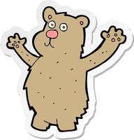 sticker of a cartoon funny bear vector