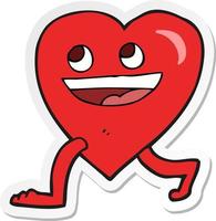 sticker of a cartoon walking heart vector