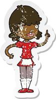 retro distressed sticker of a cartoon maid vector