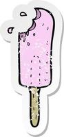 retro distressed sticker of a cartoon ice lolly vector