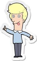 sticker of a cartoon funny man with idea vector