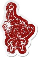 female bear cartoon distressed sticker of a wearing santa hat vector