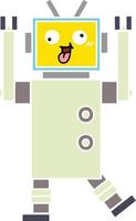 flat color retro cartoon robot vector