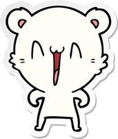 sticker of a happy polar bear cartoon vector