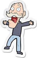 sticker of a cartoon shocked old man vector