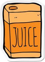 sticker of a cartoon juice box vector