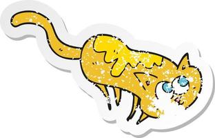 retro distressed sticker of a cartoon cat vector
