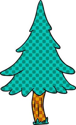 cartoon doodle of woodland pine trees