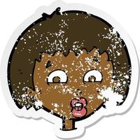 retro distressed sticker of a cartoon shocked expression vector