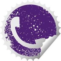 distressed circular peeling sticker symbol telephone receiver vector