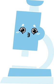 flat color retro cartoon microscope vector
