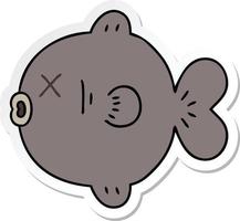 sticker of a quirky hand drawn cartoon fish vector