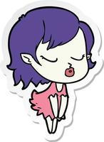 sticker of a cute cartoon vampire girl vector