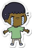 sticker of a cartoon man crying vector