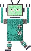 retro illustration style cartoon robot vector