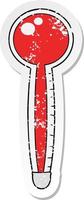 distressed sticker of a cartoon thermometer vector