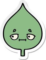 sticker of a cute cartoon expressional leaf vector