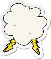 sticker of a cartoon storm cloud vector