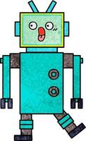 robot de dibujos animados de textura grunge retro vector