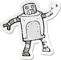 retro distressed sticker of a cartoon robot vector