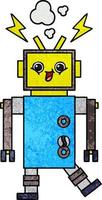 retro grunge texture cartoon robot vector