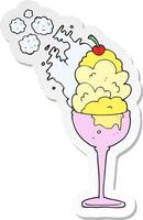 sticker of a cartoon cold ice cream vector