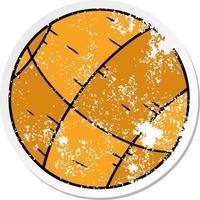 distressed sticker cartoon doodle of a basket ball vector